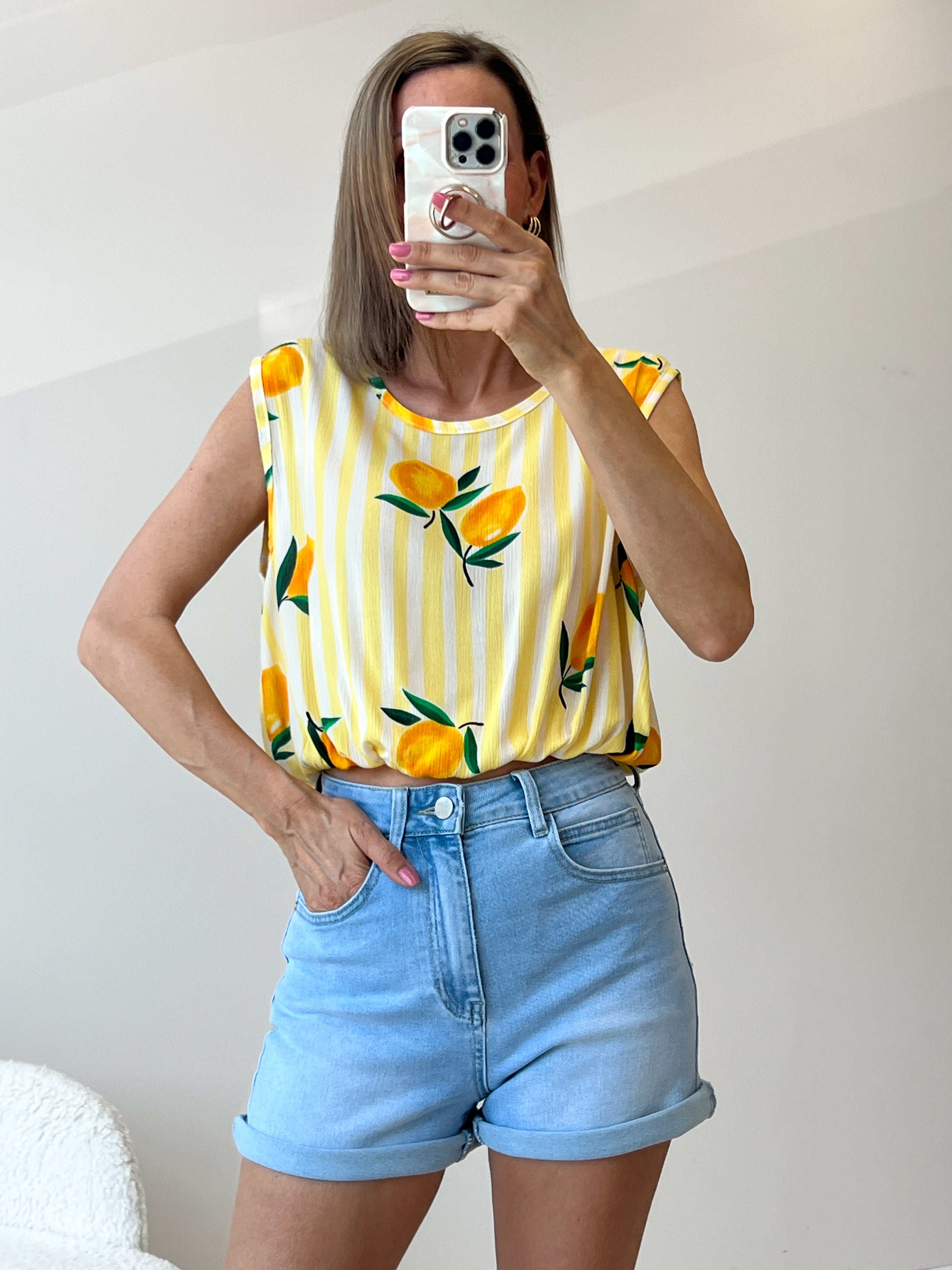 "Amalfi Lemon" Top aus Baumwolle -gelb