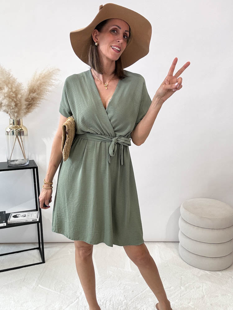 "Sunshine Midi" süßes Sommerkleid - matcha