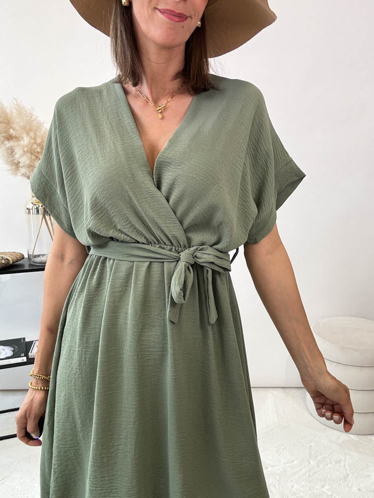 "Sunshine Midi" süßes Sommerkleid - matcha