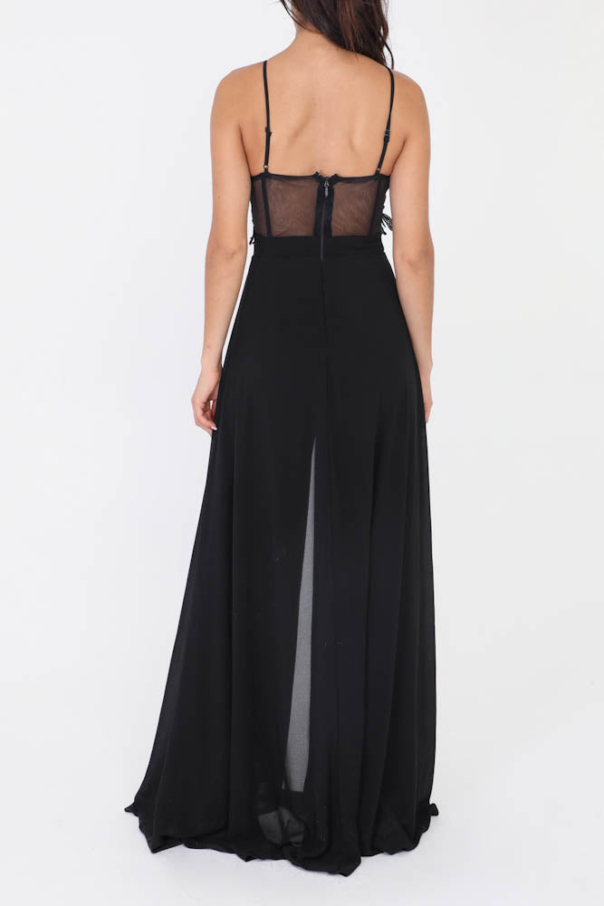 Langes elegantes Hosenkleid - schwarz
