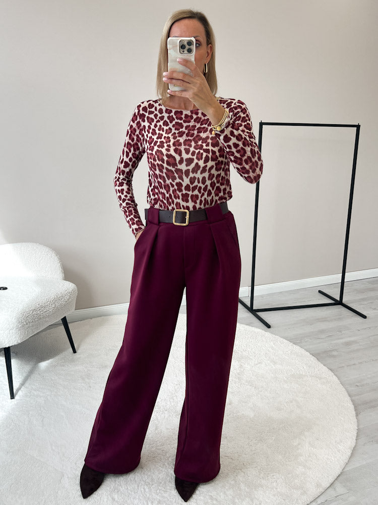 "Pari" elastische Hose aus Viskose - bordeaux