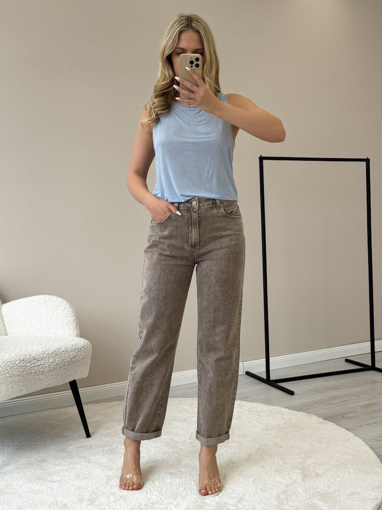 "Fano" weiches Top aus Seide - sky blue