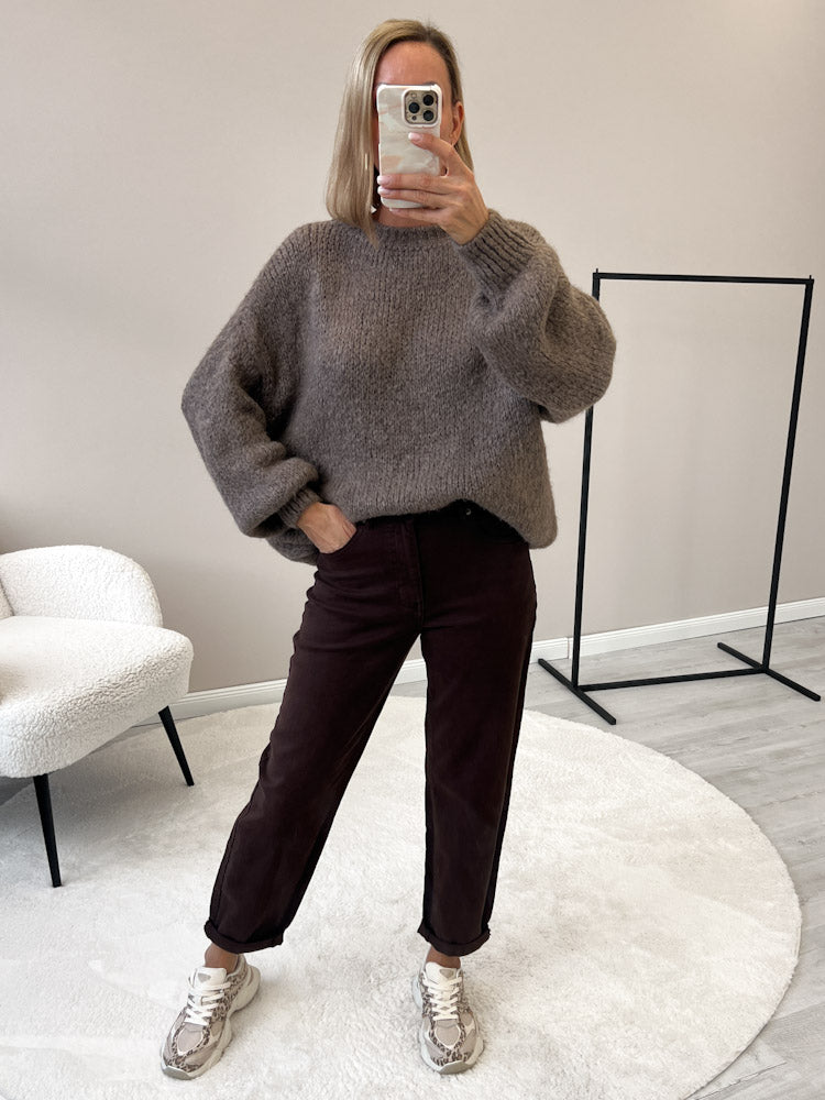 "Softi" kuscheliger Pullover mit Lana Wolle & Viskose - mocca
