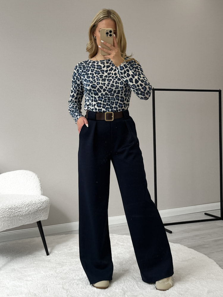 "Pari" elastische Hose aus Viskose - navy blau