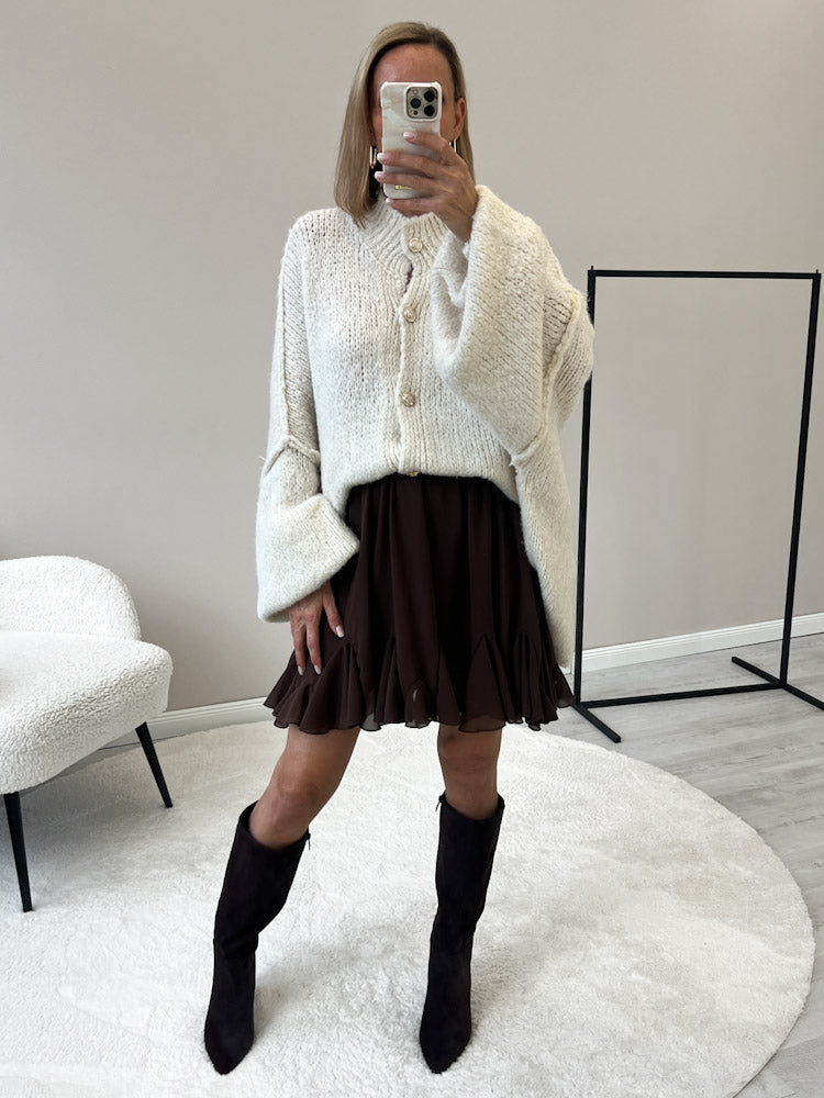 "Cozy Button" Oversize Cardigan aus Lana Wolle & Viskose - creme