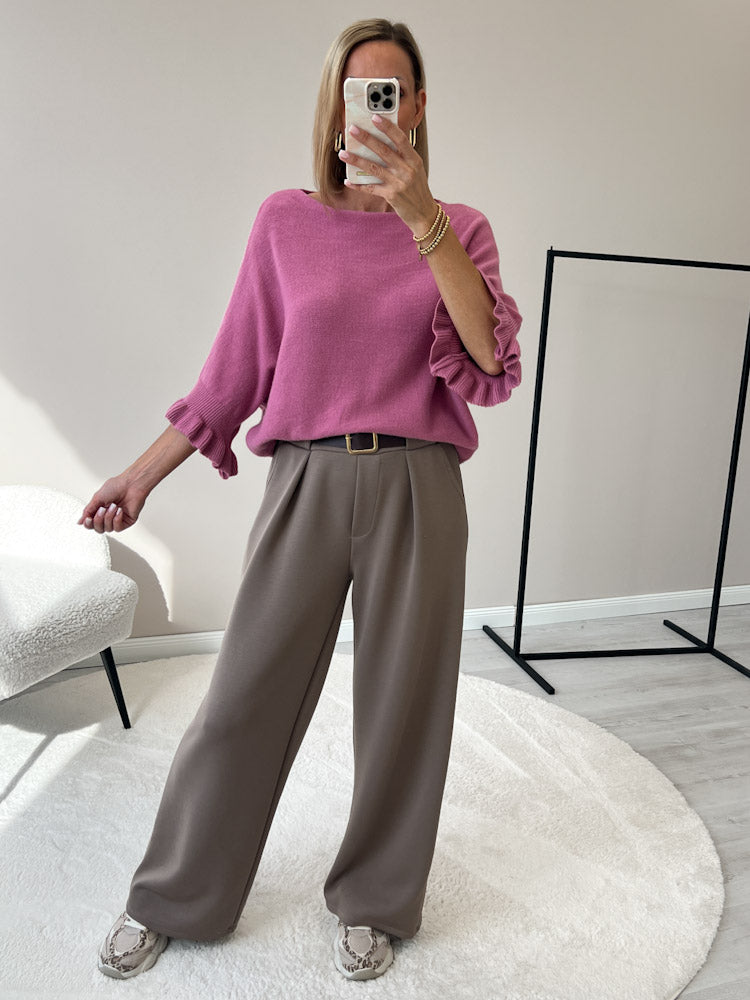 "Vicenza Volant" weicher Pullover mit Viscose - beere