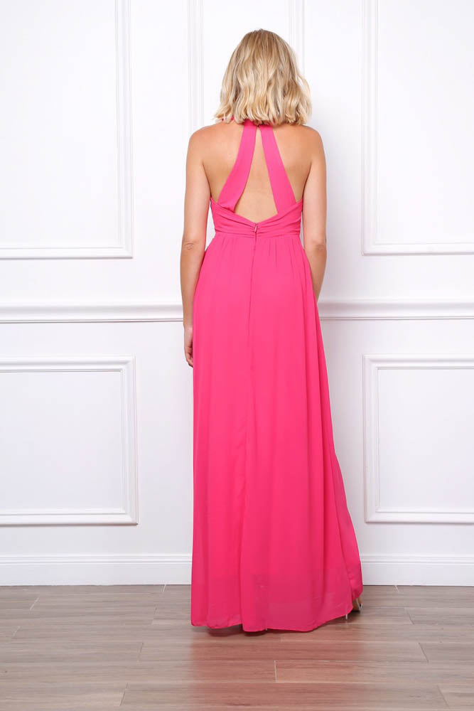 B-WARE: Langes elegantes Abendkleid - marineblau (Größe S)