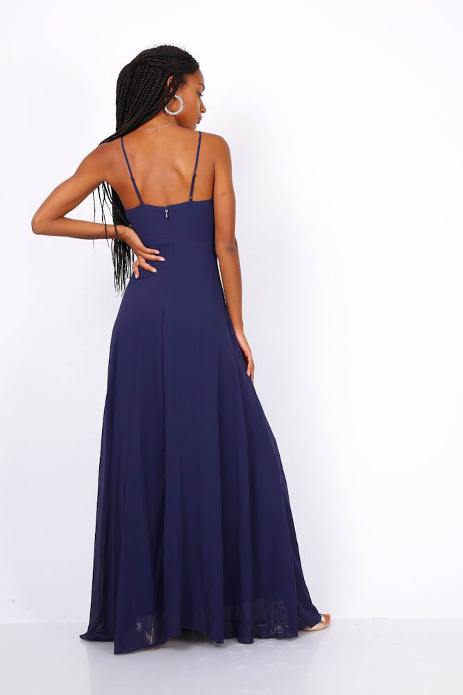Langes elegantes Abendkleid - marineblau