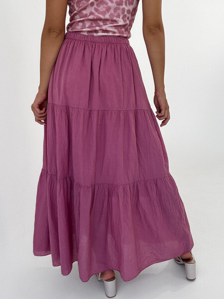 "Lune Skirt" langer Rock aus Baumwolle - beere