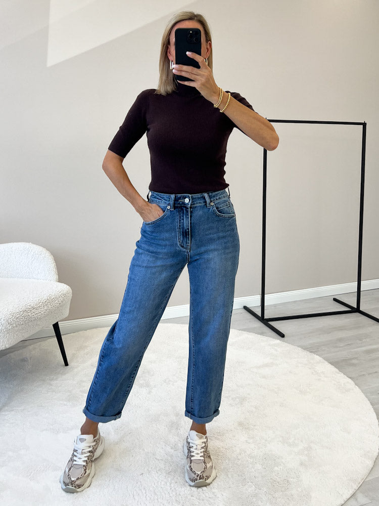 "Bellara" Pulli mit Turtleneck aus Viscose & Lana Wolle - braun