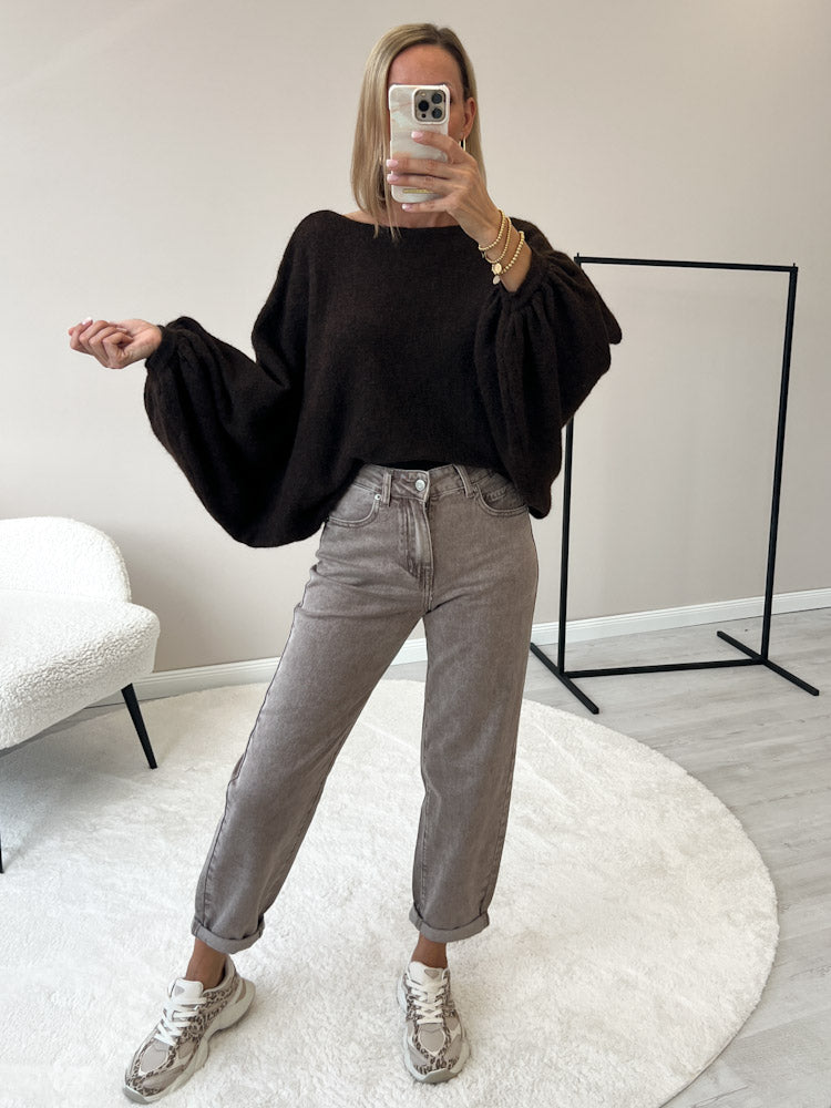 "Felicia" stylischer Pullover - dunkelbraun