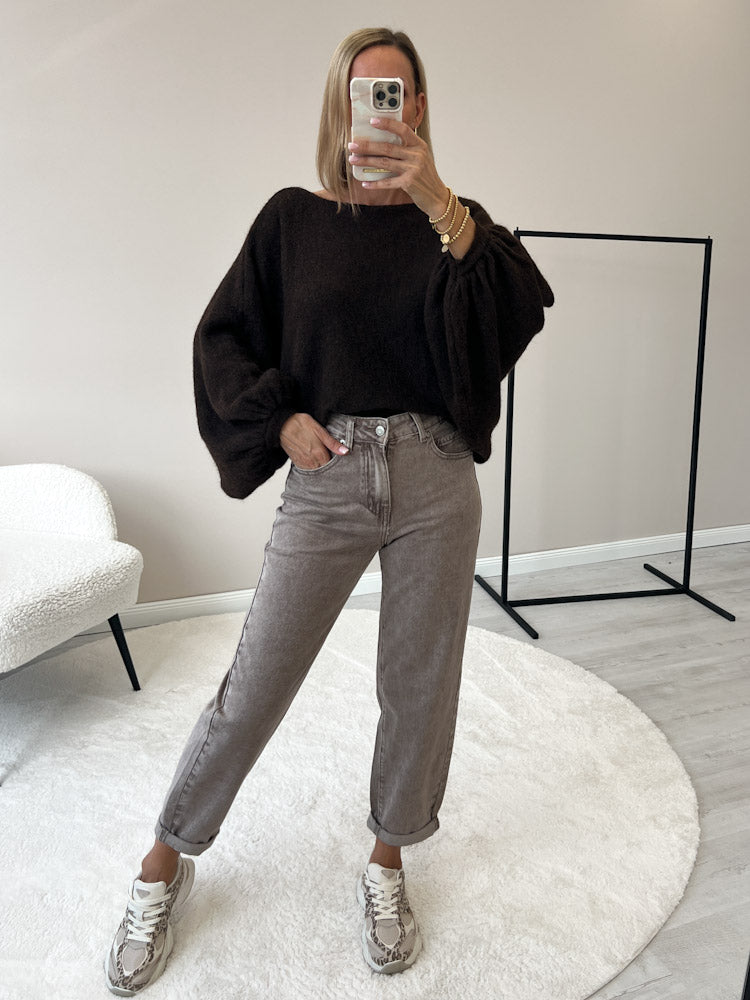 "Felicia" stylischer Pullover - dunkelbraun