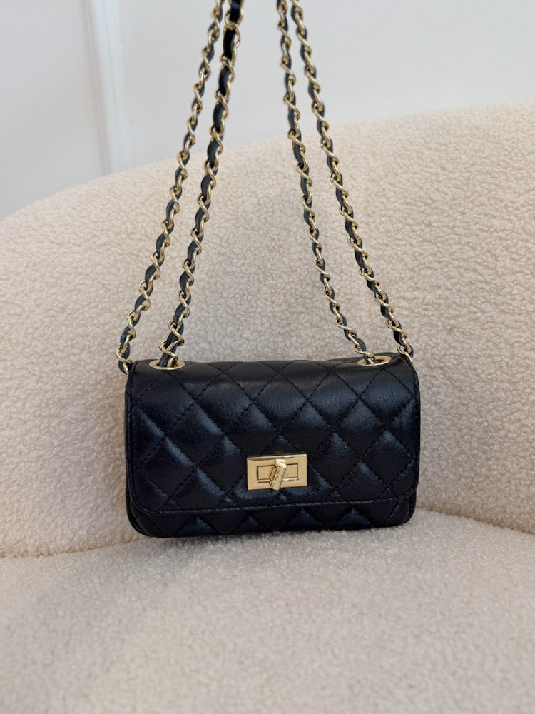 "Elise" stylische Tasche aus Leder - schwarz