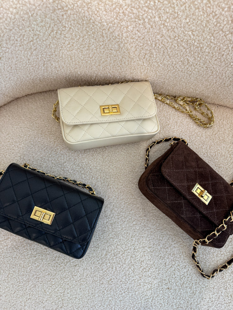 "Elise Velour" stylische Tasche aus Velourleder - braun