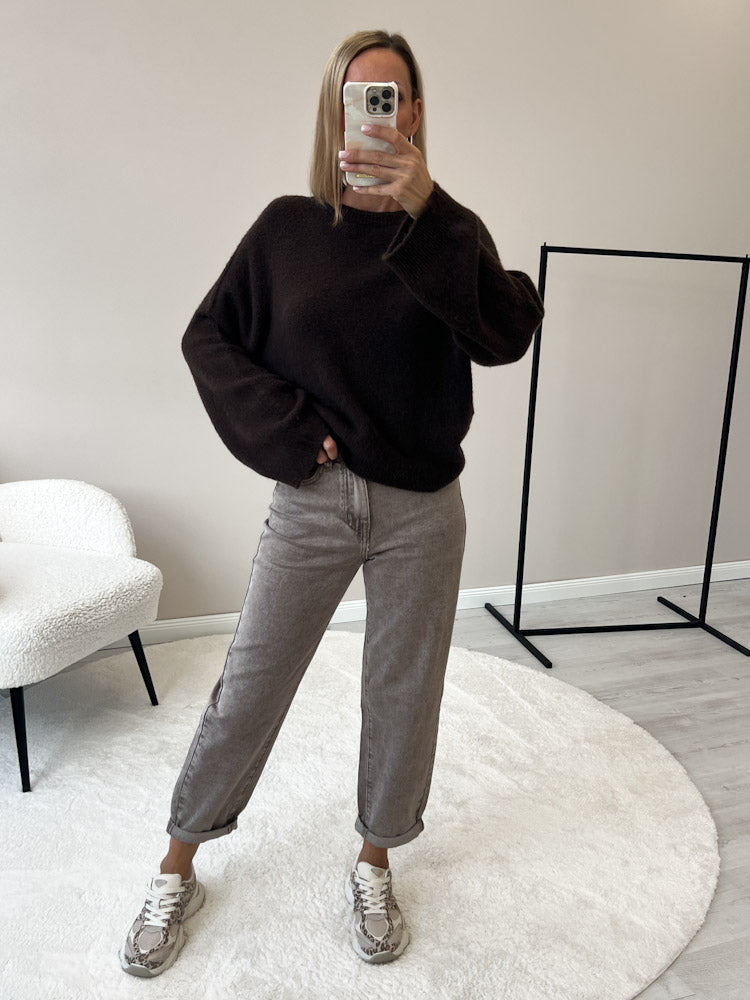 "Lana" kuscheliger Pullover aus Alpaka & Lana Wolle - braun
