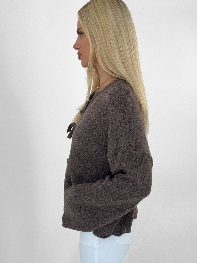 "Bellagio" süßer Cardigan aus Lana Wolle - mocca
