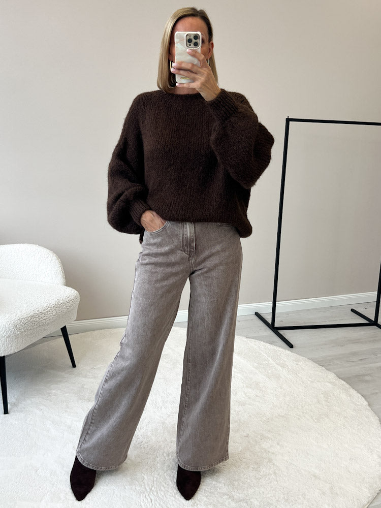 "Softi" kuscheliger Pullover mit Lana Wolle & Viskose - braun