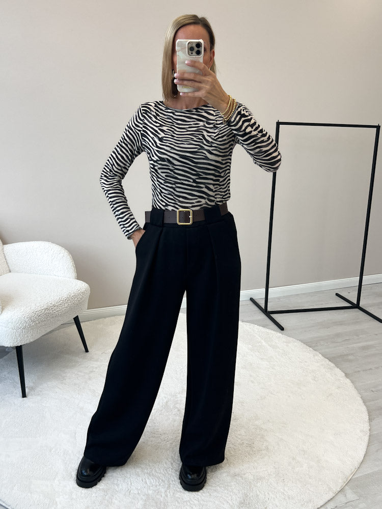 "Como Zebra" kuscheliges Cashmere Longshirt - schwarz