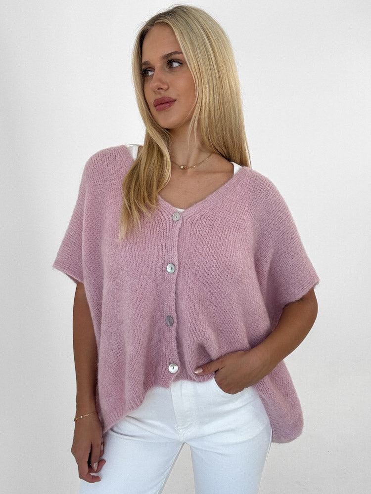 "Florida Vest" kuscheliger Cardigan mit Lana Wolle - softrosa