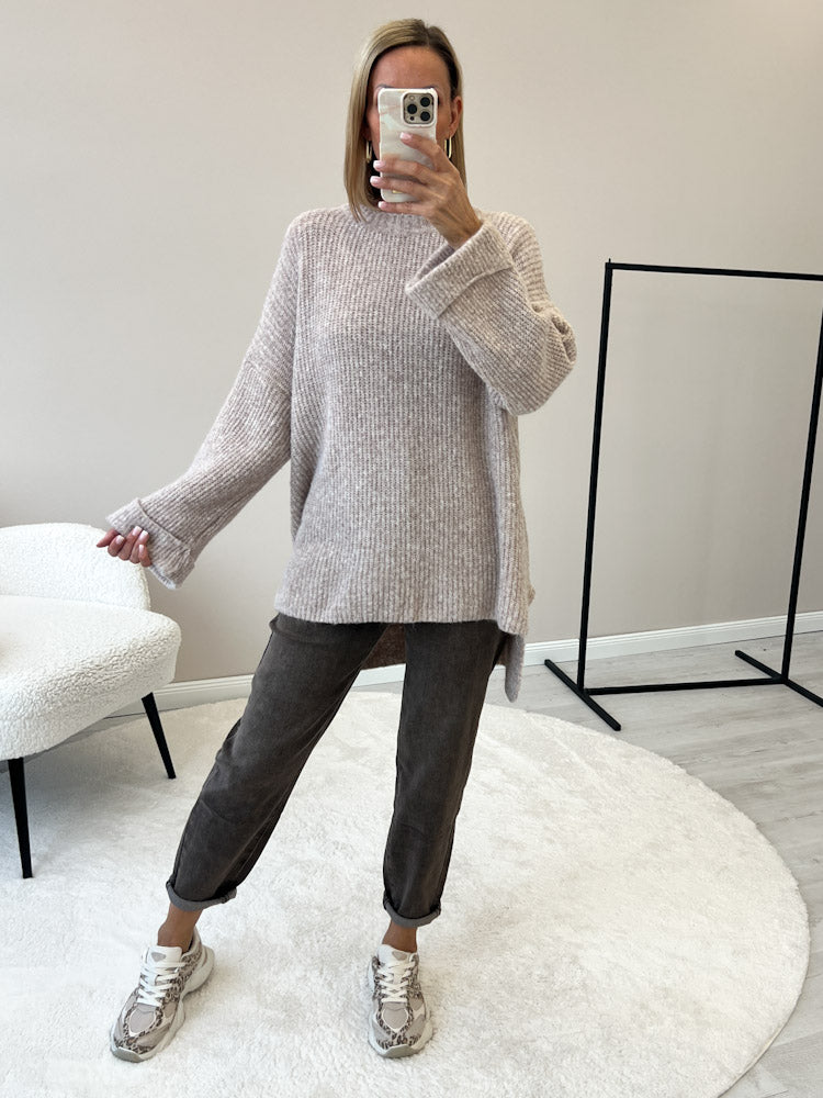 "Lumera" weicher Pulli mit Lana & Alpaka Wolle - soft mocca