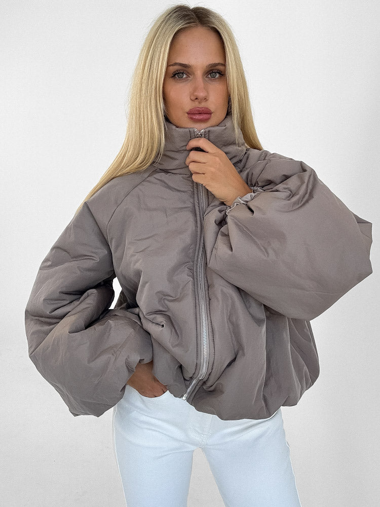 "Puffy" stylische Steppjacke - mocca