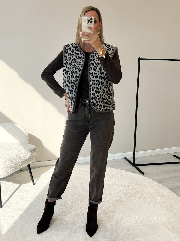 "Nayla Leo" tolle Teddy Wendeweste aus Viscose - mocca