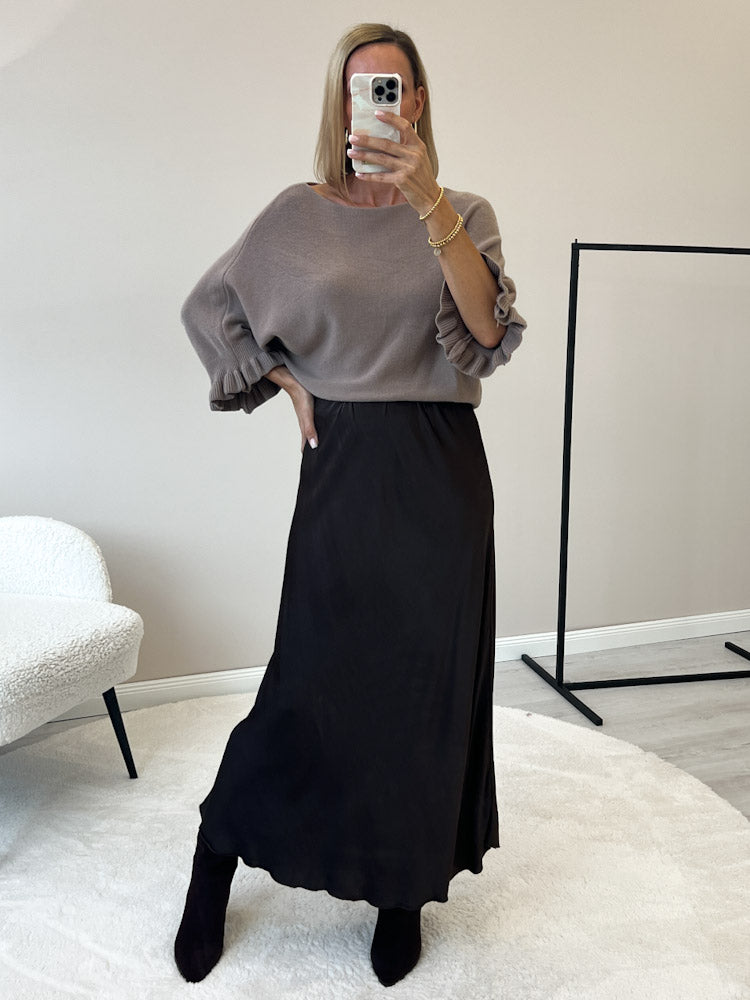 "Silky Maxi" stylischer Rock aus Viscose - chocobraun