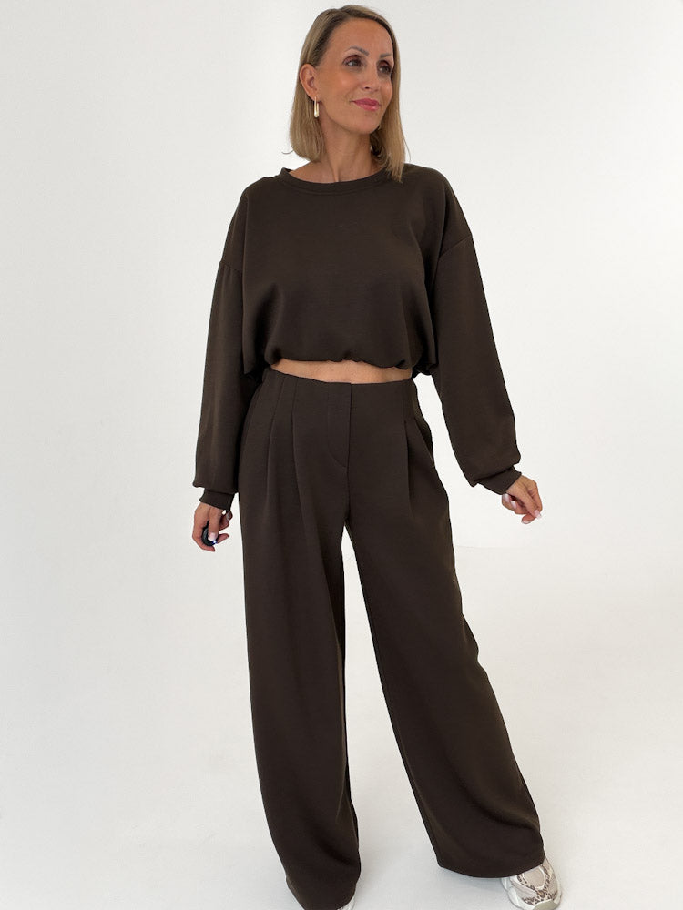 "Pari Pulli" weicher Pullover aus Butterstoff - chocobraun