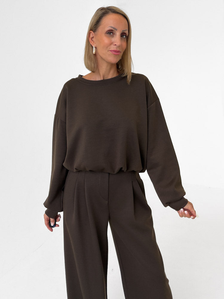"Pari Pulli" weicher Pullover aus Butterstoff - chocobraun