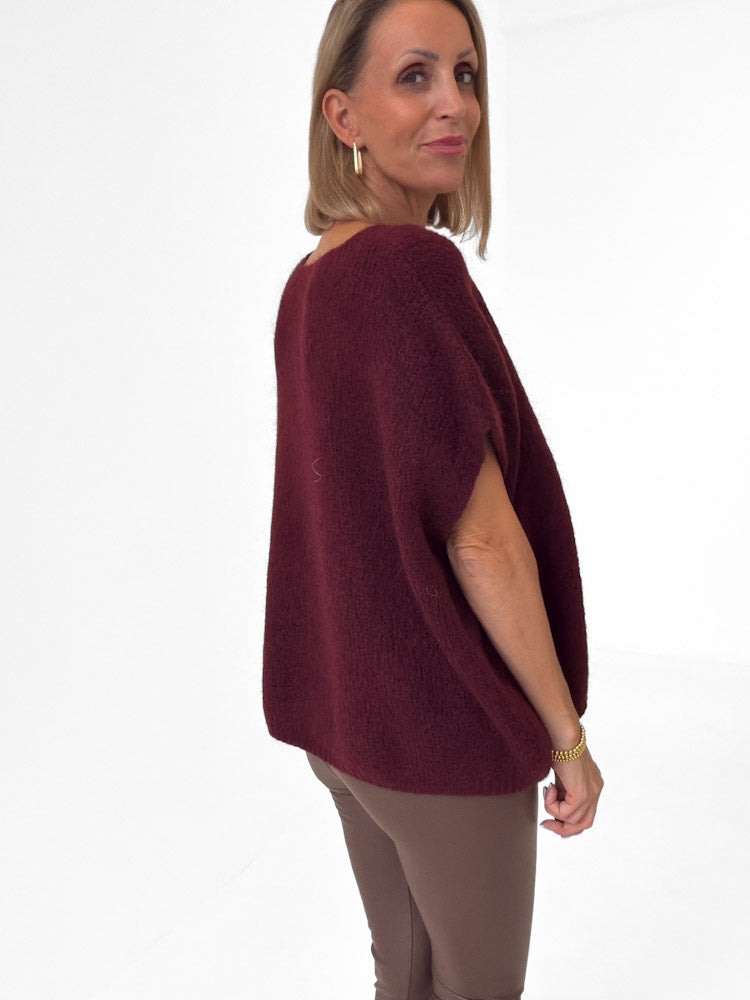 "Florida Vest" kuscheliger Cardigan mit Lana Wolle - bordeaux
