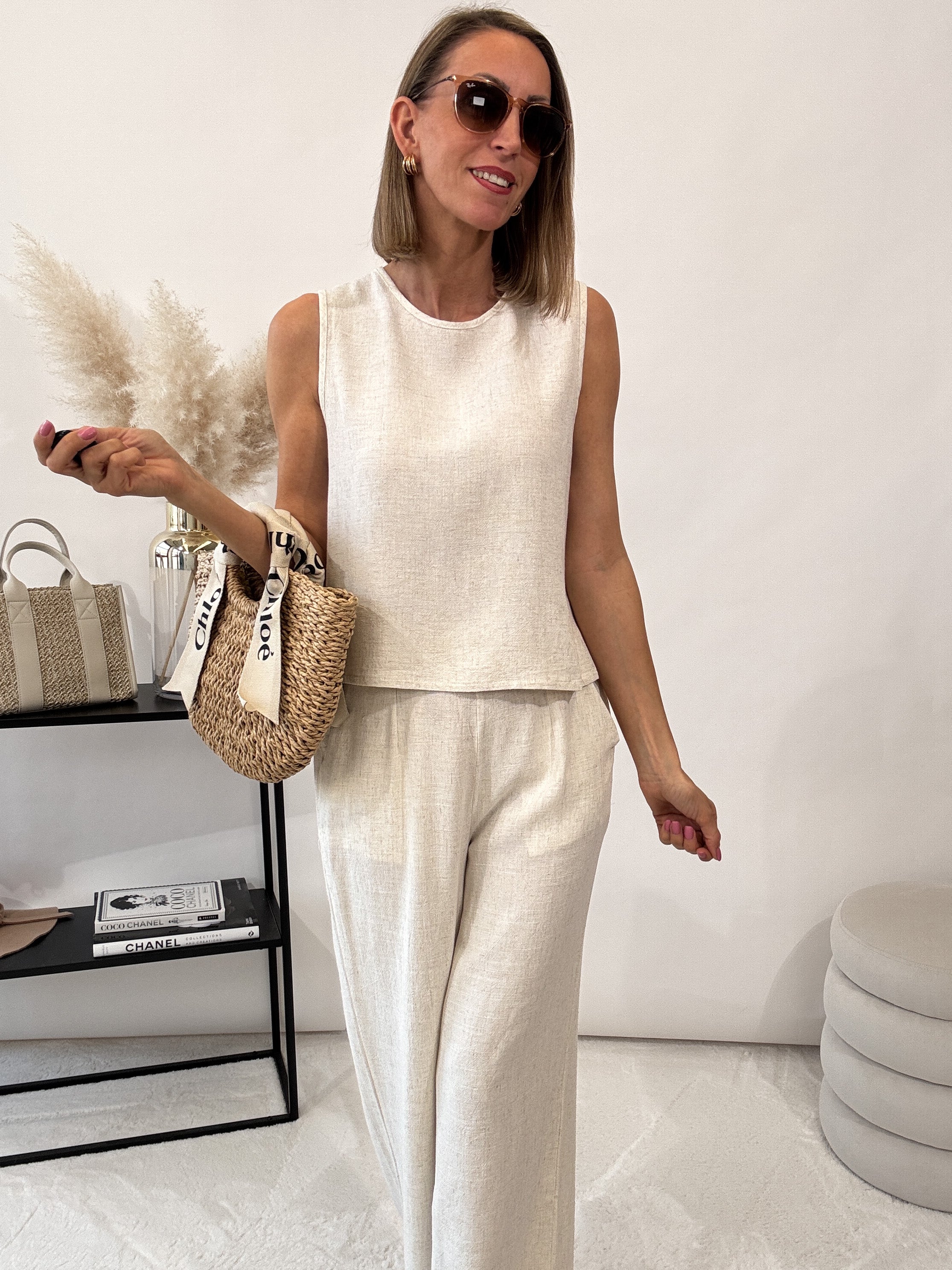 "Lino" Leinen Hose - beige