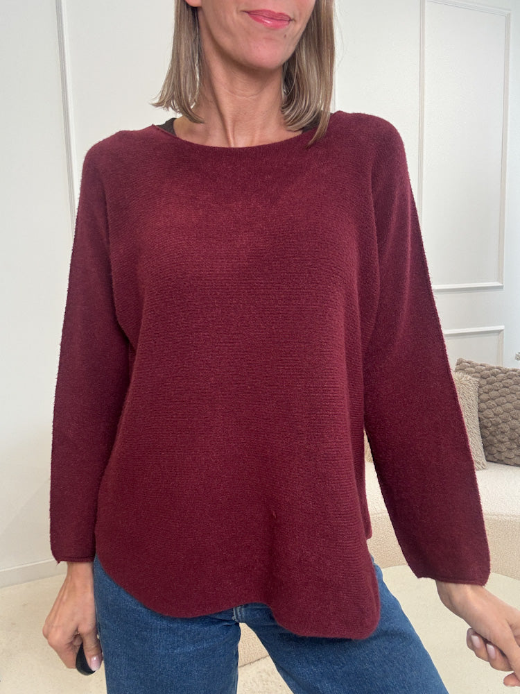 „Vicenza" weicher Pullover mit Viscose - bordeaux