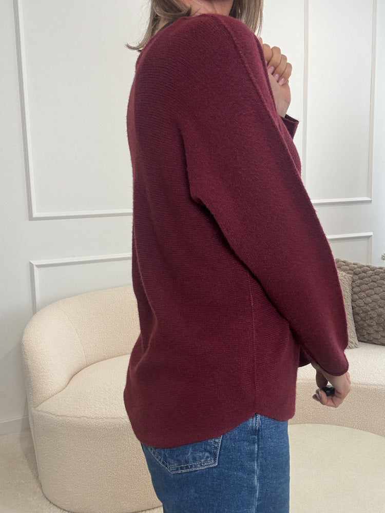 „Vicenza" weicher Pullover mit Viscose - bordeaux