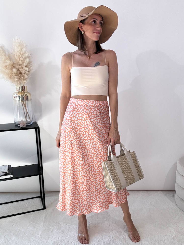 "Silky Leo Midi" Rock aus Viskose - peach
