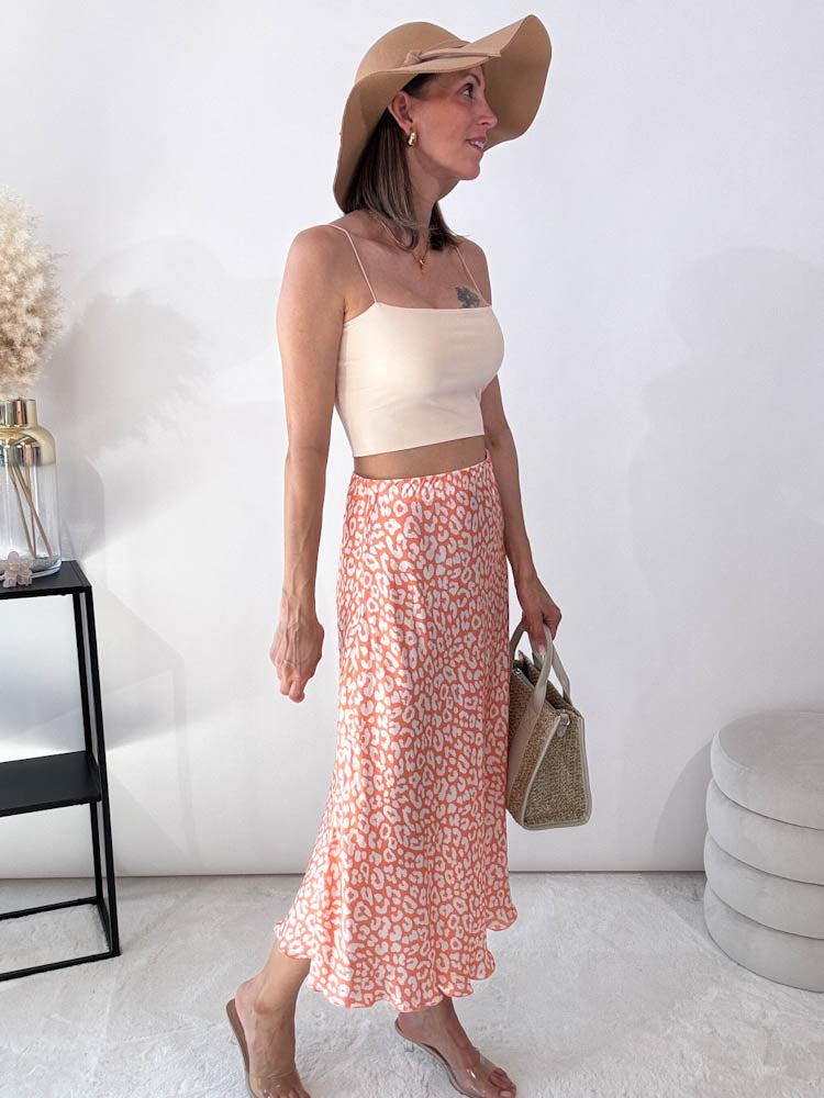"Silky Leo Midi" Rock aus Viskose - peach