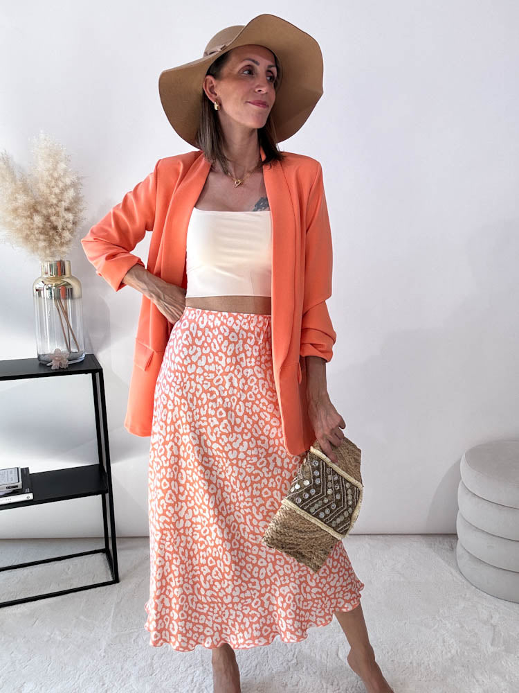 "Silky Leo Midi" Rock aus Viskose - peach