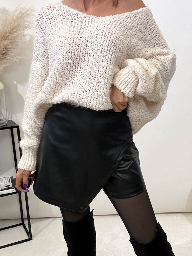 "Skorts Pelle" weicher Leder Hosenrock - schwarz