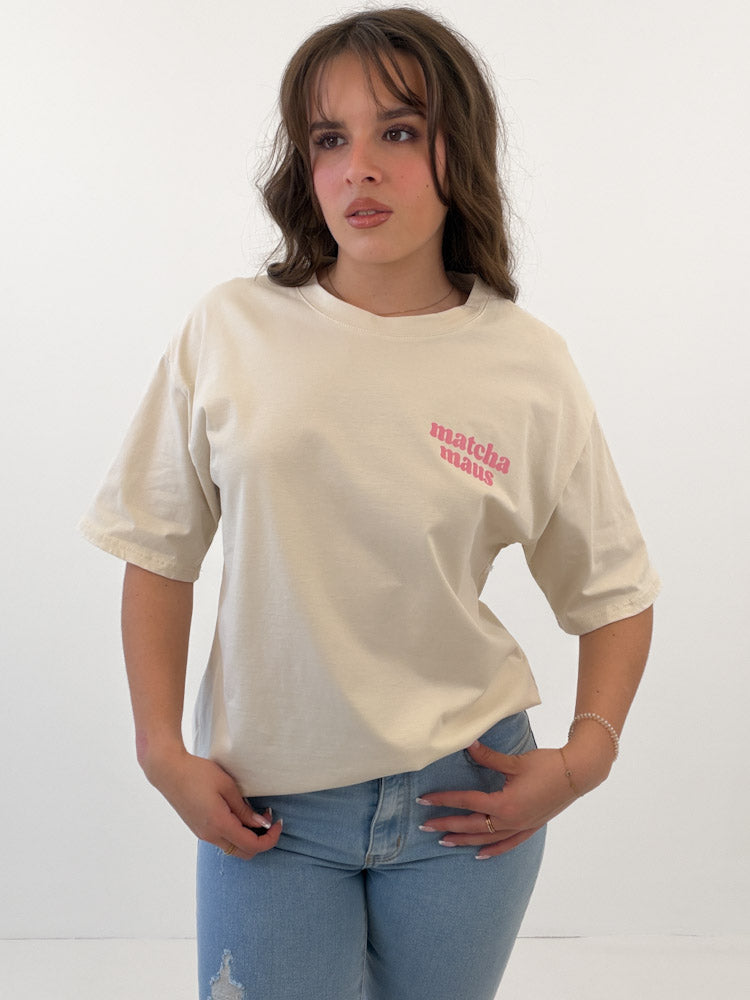 "Matcha Maus" tolles Shirt mit Statement - beige