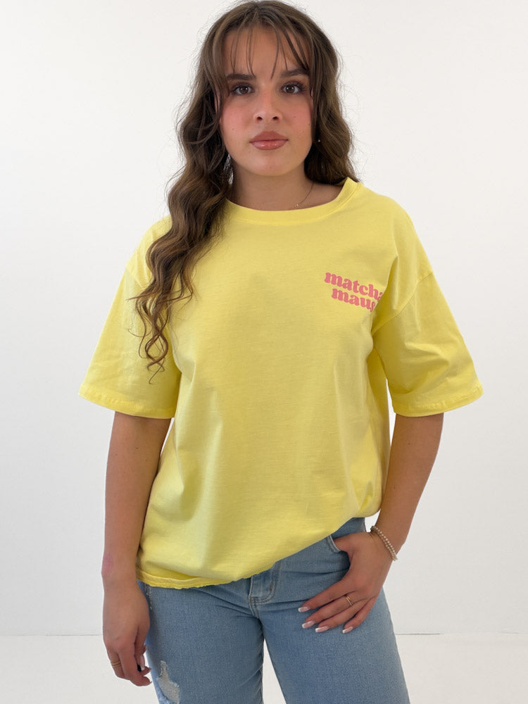 "Matcha Maus" tolles Shirt mit Statement - gelb