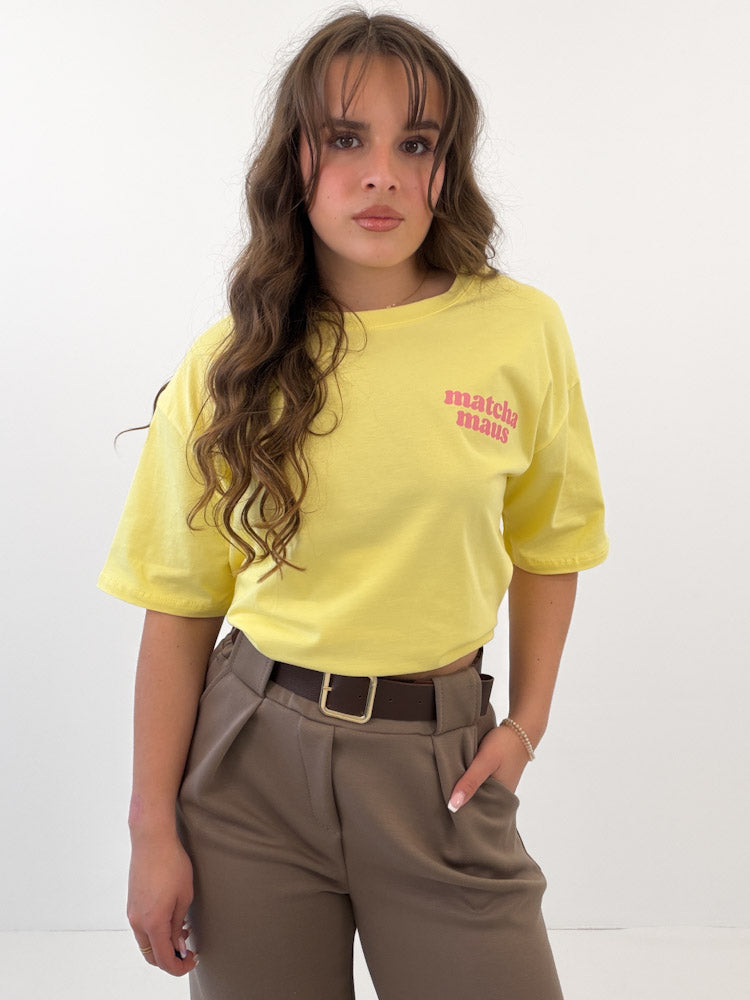 "Matcha Maus" tolles Shirt mit Statement - gelb