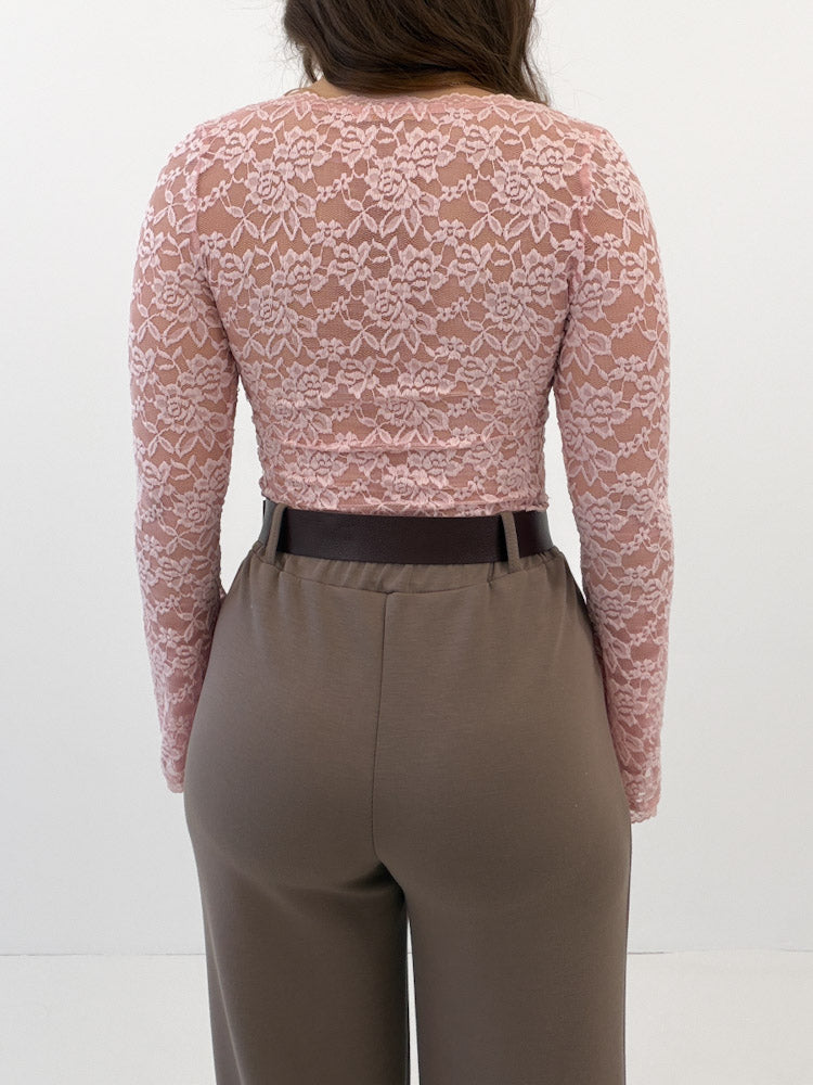 "Fiorella Rose" zartes Spitzenshirt - rosa
