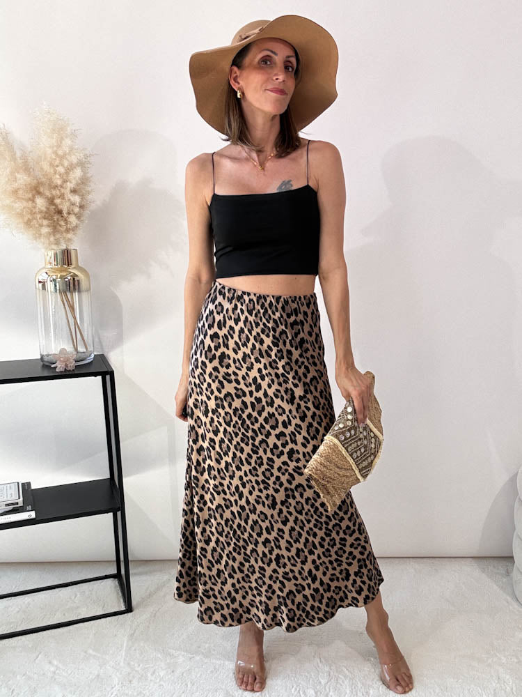 "Silky Leo Maxi" Rock aus Viskose - camel