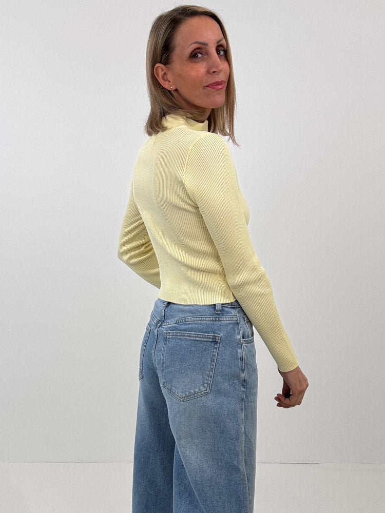 "Lamia" weiche Strickjacke aus Viscose - lemon ice