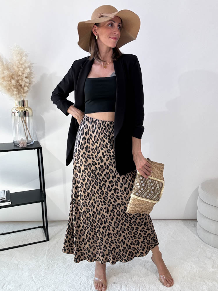 "Silky Leo Maxi" Rock aus Viskose - camel