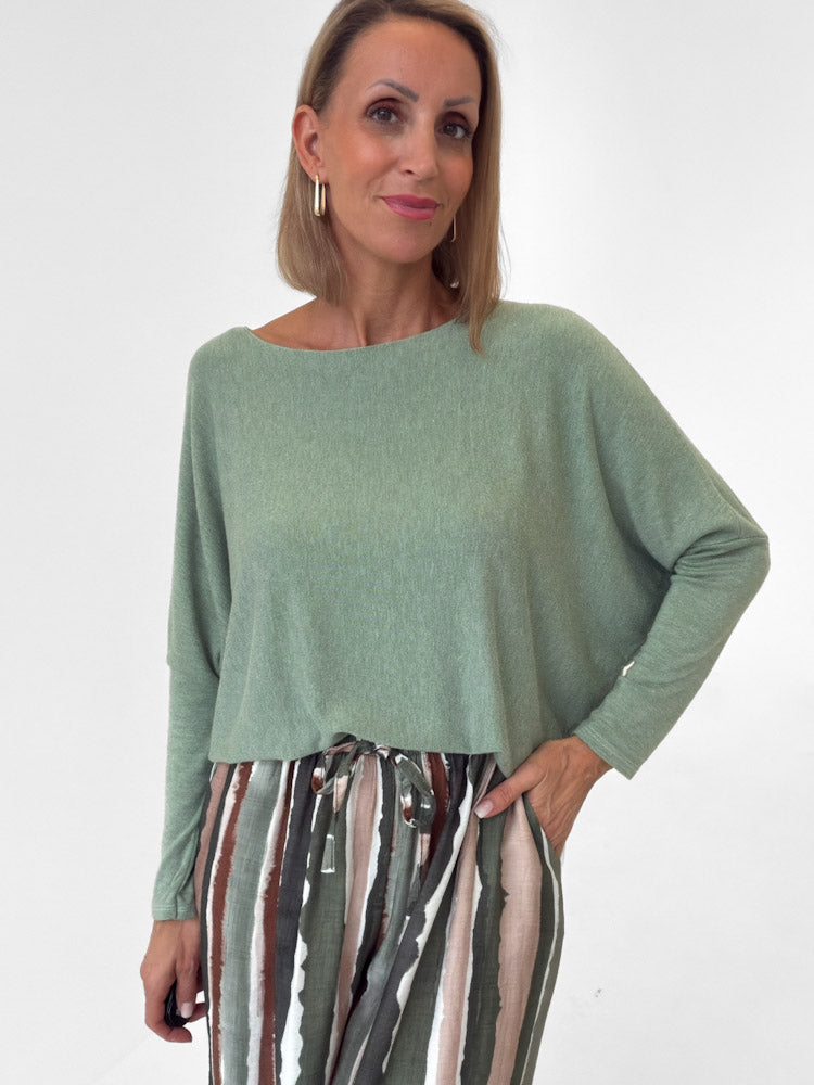 "Soft" weiches Longshirt aus Viscose & Wolle - light matcha