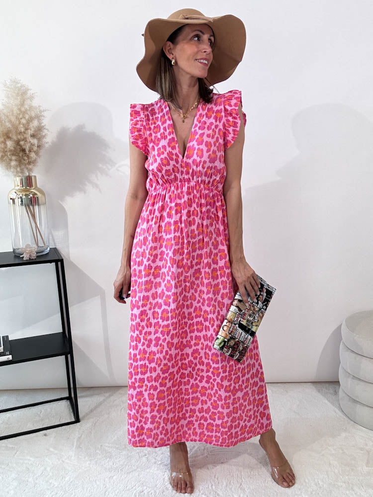 ,,Pianosa"- Leo Maxikleid aus Musselin - pink