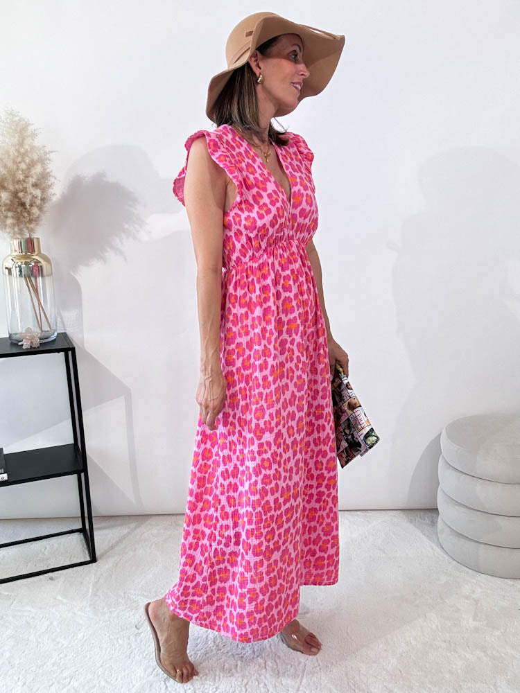 ,,Pianosa"- Leo Maxikleid aus Musselin - pink
