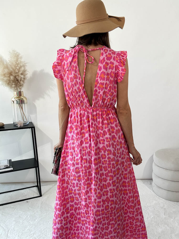 ,,Pianosa"- Leo Maxikleid aus Musselin - pink