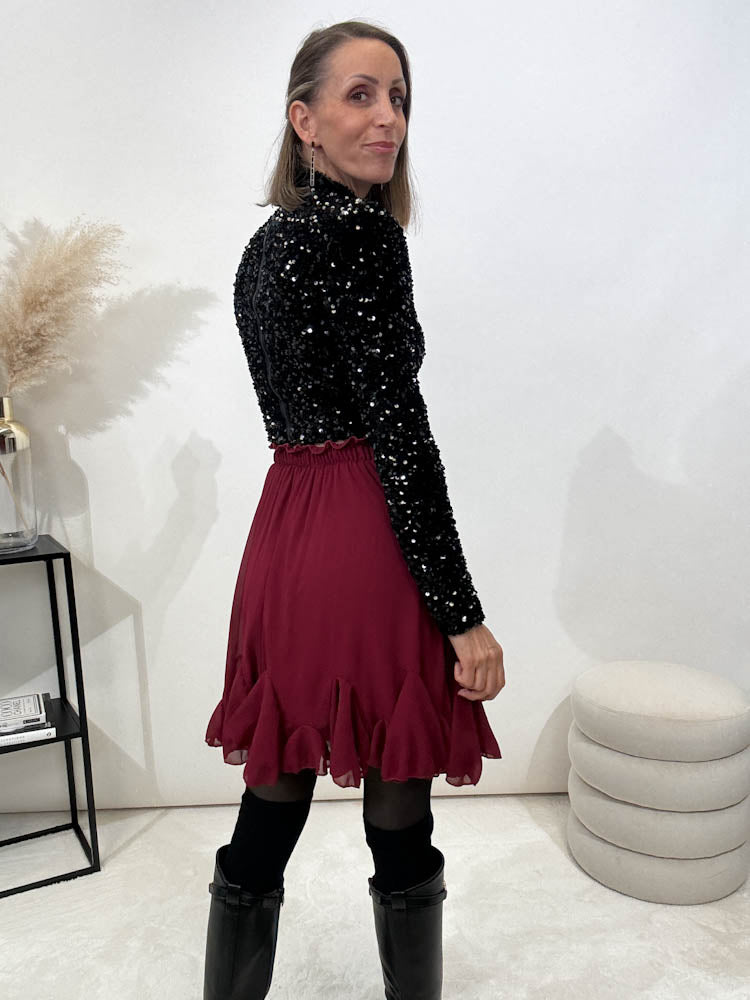 "Sparkle Top" Pailletten Top - schwarz