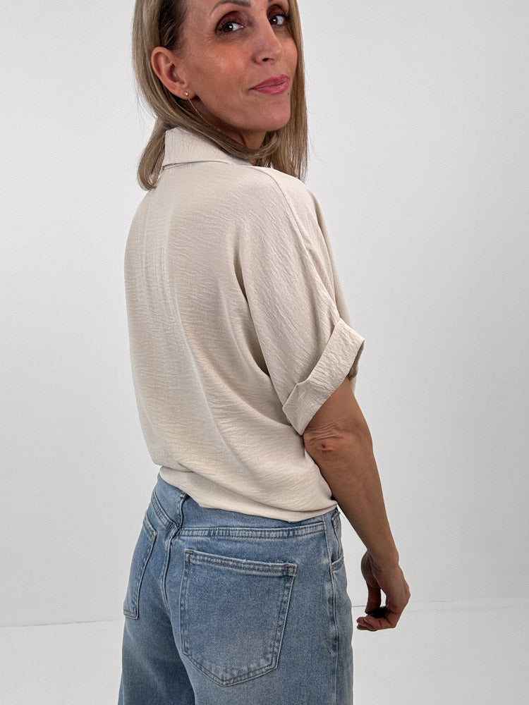 "Sunshine" kurze Bluse - beige